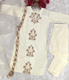 Rayon Slub Kurti Pant Dupatta Set with Embroidery & Organza Dupatta