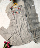 Hanshika Viscose Chinon Kurti Pant Dupatta Set
