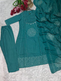 Premium Cotton Anarkali Kurti Pant Dupatta Set