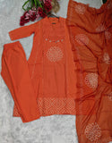 Premium Cotton Anarkali Kurti Pant Dupatta Set