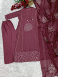 Premium Cotton Anarkali Kurti Pant Dupatta Set