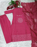 Premium Cotton Anarkali Kurti Pant Dupatta Set