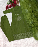 Premium Cotton Anarkali Kurti Pant Dupatta Set