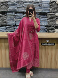 Premium Cotton Anarkali Kurti Pant Dupatta Set