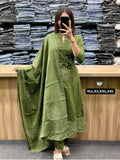 Premium Cotton Anarkali Kurti Pant Dupatta Set