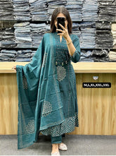 Premium Cotton Anarkali Kurti Pant Dupatta Set