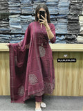Premium Cotton Anarkali Kurti Pant Dupatta Set