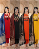 Premium Cotton Kurti Pant Dupatta Set with Embroidery