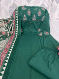 Premium Cotton Anarkali Kurti Pant Dupatta Set