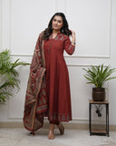 Premium Cotton Anarkali Kurti Pant Dupatta Set