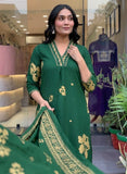 Premium Cotton Kurti Pant Dupatta Set with Embroidery