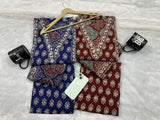 Women's Ethnic Premium Cotton Kurti Pant Dupatta Set