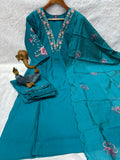Elegant Straight Kurti Pant With Chanderi Silk Dupatta Set