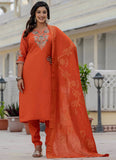 Embroidered Roman Silk Festive Kurta Set