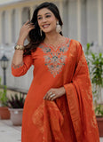 Embroidered Roman Silk Festive Kurta Set