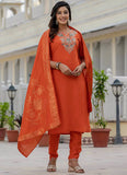 Embroidered Roman Silk Festive Kurta Set