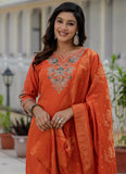 Embroidered Roman Silk Festive Kurta Set