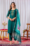 Elegant Straight Kurti Pant Dupatta Set