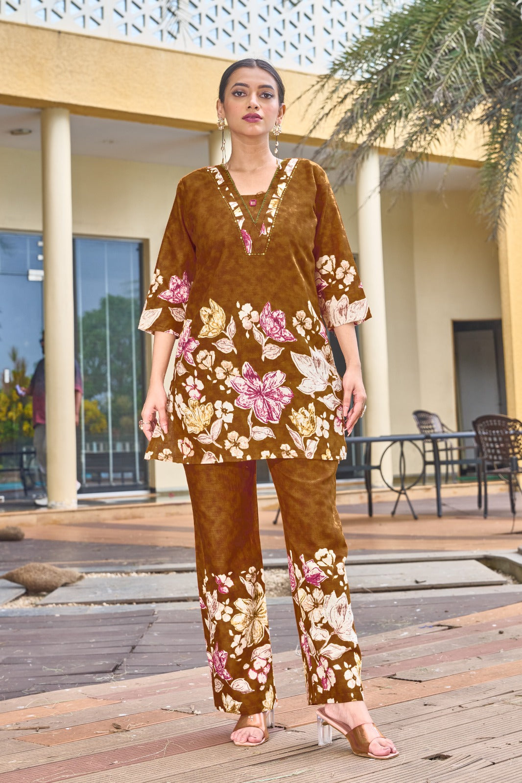 Elegant Festive Cotton Co-Ord Set with Handwork