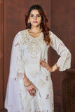 Elegant Embroidered Roman Silk Kurti Pant Dupatta Set