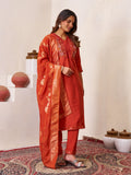 Elegant Zarna Silk Kurti Pant Dupatta Set with Handwork