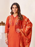 Elegant Zarna Silk Kurti Pant Dupatta Set with Handwork