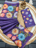 Tussar silk saree with floral digital print