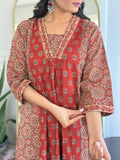 Printed Cotton Anarkali Kurta Set