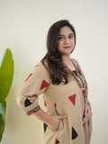 Women’s Ethnic Cotton Suit Set with Ajrakh Pant & Cotton Dupatta