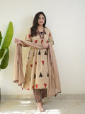 Women’s Ethnic Cotton Suit Set with Ajrakh Pant & Cotton Dupatta