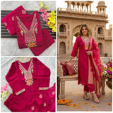 Premium Roman Silk Ethnic Wear Suit Set