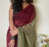 Pure Khadi Cotton Handloom Saree with Contrast Blouse Piece
