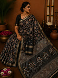 Heavy Dull Marshmallow Saree with Floral Print & Jacquard Border