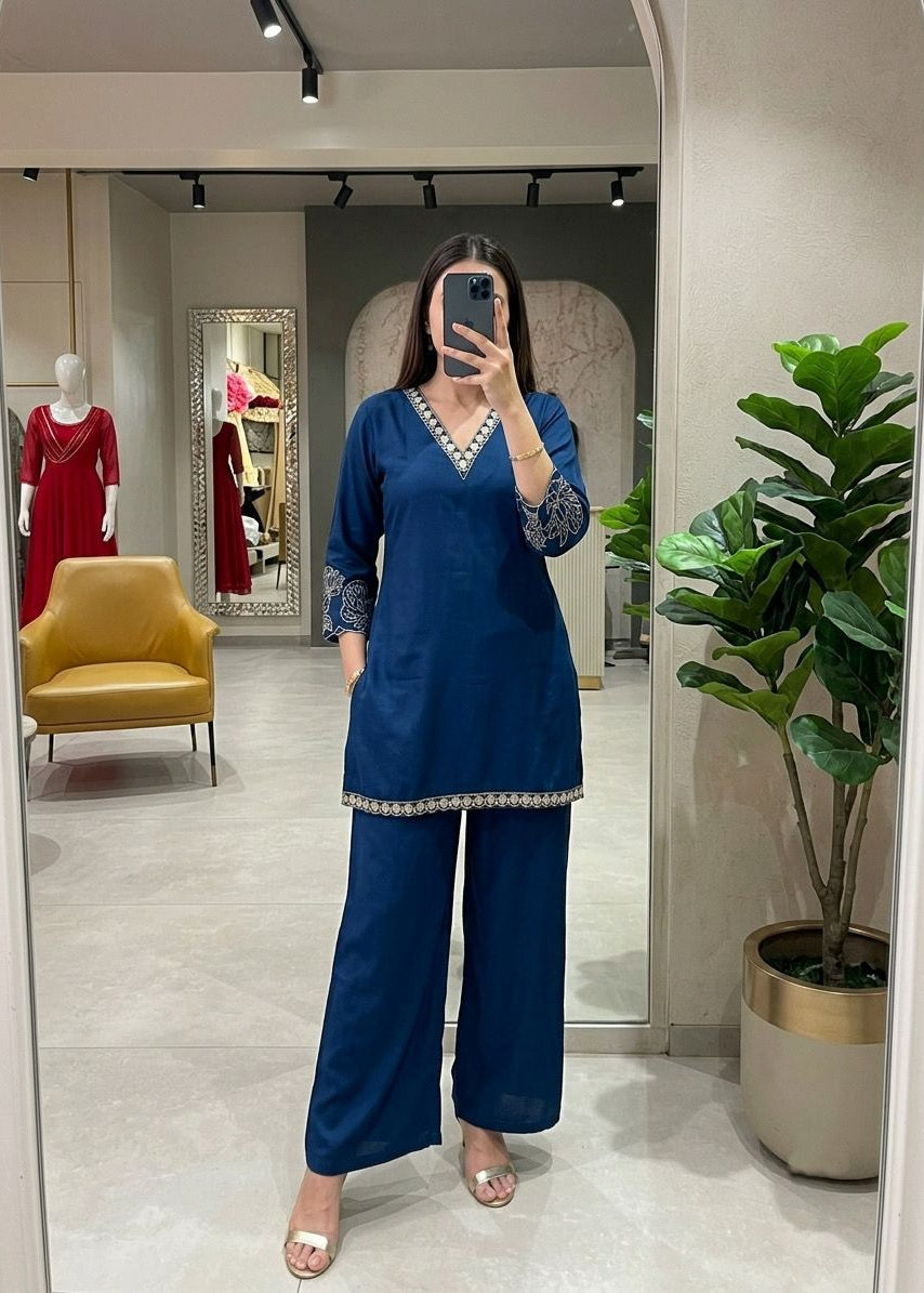 Sakhi Cotton Co-Ord Set for Women with Embroidery & Pocket