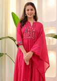 Premium Pure Cotton Embroidered Kurti Pant Dupatta Set