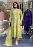 Designer Ethnic Roman Silk Kurti Pant Dupatta Set
