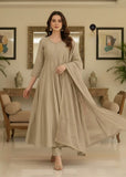 Premium Anarkali Kurta Pant Dupatta Set with Zari Weaving