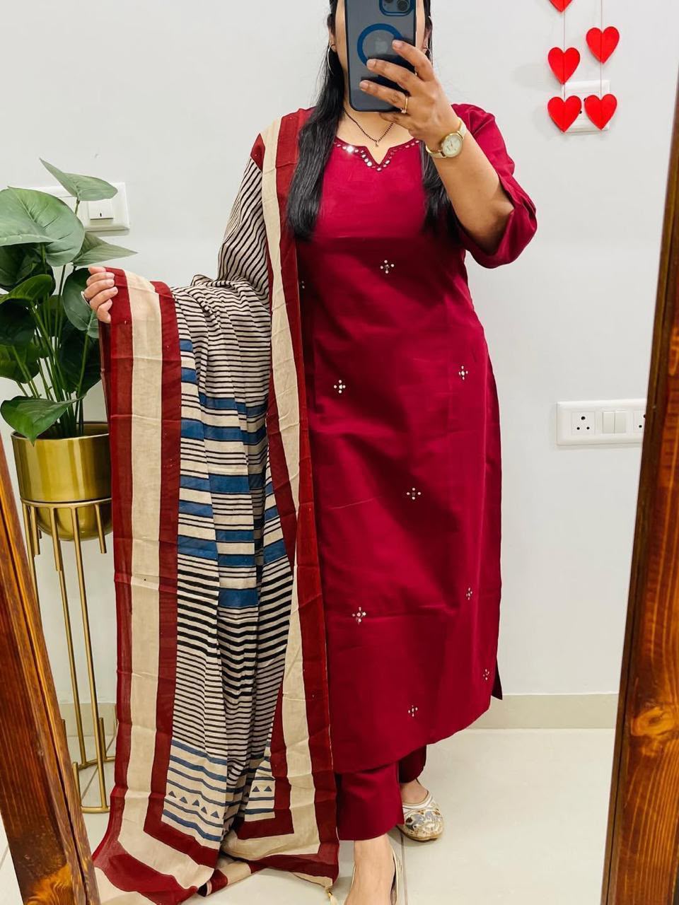 Heavy Cotton Embroidered Suit Set