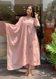 Embroidered Kurti Pant Dupatta Set with Chanderi Dupatta