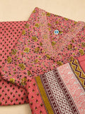 Premium Pure Cotton Printed Kurti Pant Dupatta Set