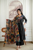 Premium Kalamkari Print Kurti Pant Dupatta Set
