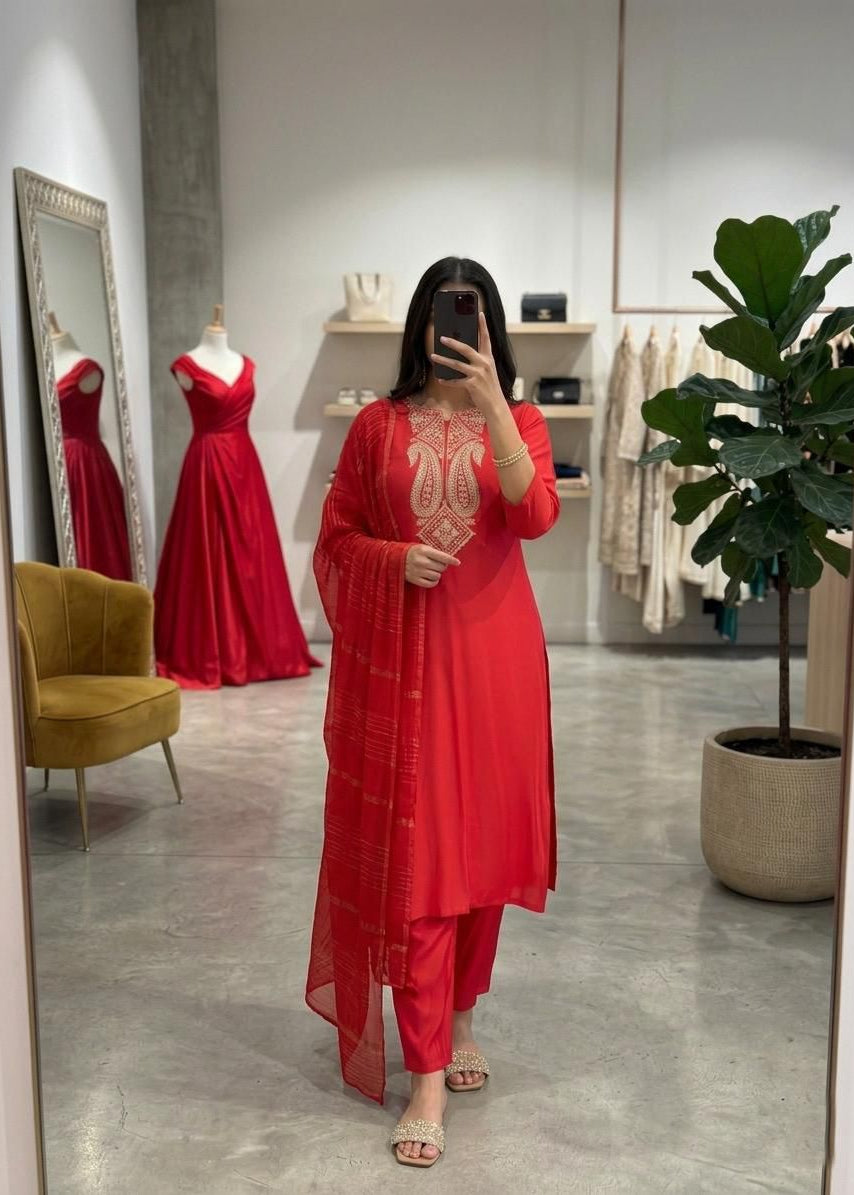 Ethnic Wear Kurti Pant Dupatta Set for Women