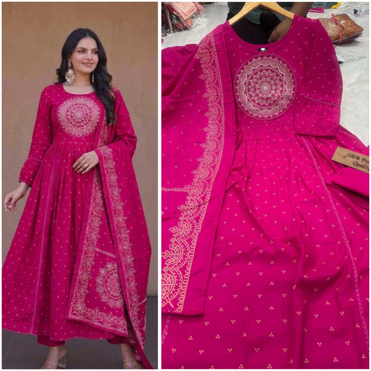Festive Wear Rayon Cotton Ethnic Suit Set