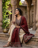 Jaipuri Cotton Kurta Pant Dupatta Set for Women