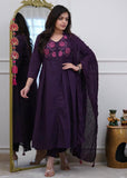 Designer A-Line Cotton Kurti Pant Dupatta Set for Women