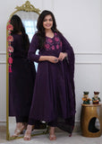 Designer A-Line Cotton Kurti Pant Dupatta Set for Women