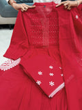 Red Velly Premium Cotton Kurta Pant Set for Women