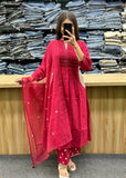 Red Velly Premium Cotton Kurta Pant Set for Women