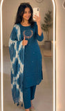 Women's Chanderi Silk Kurta Pant Dupatta Set