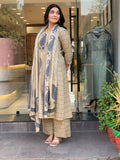 Silk Digital Print Kurti Pant Dupatta Set